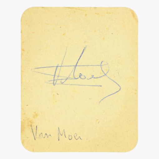 Afbeeldingen van gesigneerde stella artois bierkaartje Van Moer