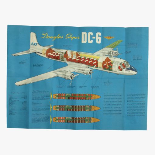 Afbeeldingen van folder close-up of sas aircraft scandinavian airlines system printed in sweden dc-6