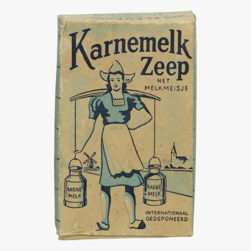 Afbeeldingen van karnemelk zeep doos het melkmeisje Het Klaverblad Haarlem
