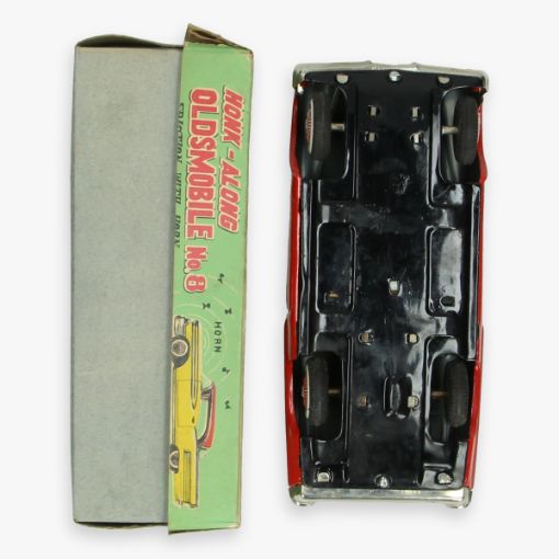 Afbeeldingen van honk along oldsmobile tin toy mib. jaren 50 ichiko made in Japan