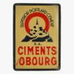Afbeeldingen van blikken reclame bordje 1948 superior portland cement S.A CIMENTS d' OBOURG